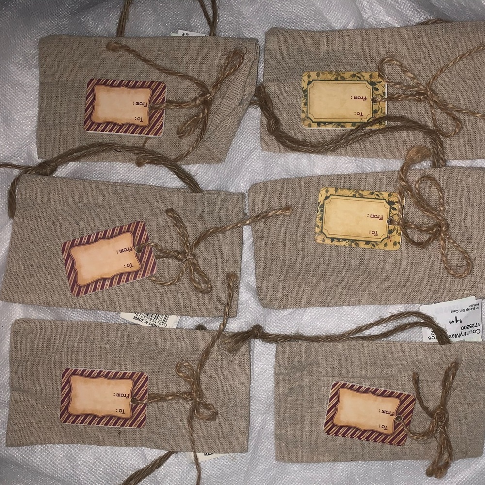 6 Burlap Gift Card/Money Holders.